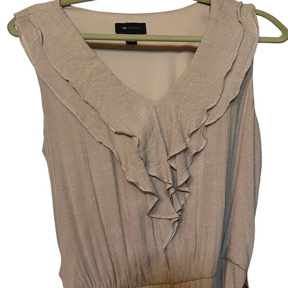 Beige Maxi Sleeveless Dress with Brown Belt Women’s - Picture 4 of 9